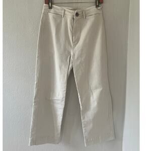 Women's Loft Grayish Cream High Waist Slim Wide Leg Jeans Sz 29 Sz 8 Petite